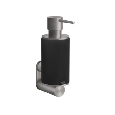 Immagine di Gessi 316 ACCESSORI porta dispenser a parete con bicchiere nero, finitura steel brushed 54714#239