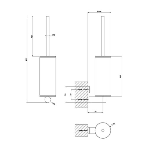 Immagine di Gessi 316 ACCESSORI porta scopino a parete bianco, finitura steel brushed 54719#239
