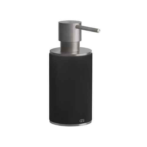 Immagine di Gessi 316 ACCESSORI porta dispenser d'appoggio con bicchiere nero, finitura steel brushed 54738#239
