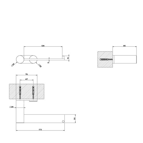 Immagine di Gessi 316 ACCESSORI portarotolo a muro orizzontale/verticale, colore nero finitura opaco 54749#299