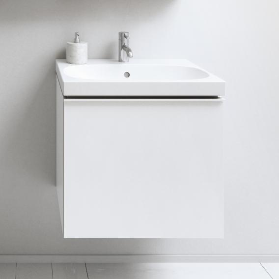 Immagine di Geberit ACANTO mobile sottolavabo sospeso L.60 cm, per lavabo standard e slim, con un cassetto esterno e interno, corpo colore bianco finitura lucido, cassetti colore bianco finitura vetro lucido 503.003.01.2