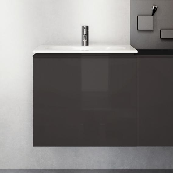 Immagine di Geberit ACANTO mobile sottolavabo sospeso L.60 cm, per lavabo standard e slim, con un cassetto esterno e interno, corpo colore nero finitura opaco, cassetti colore nero finitura vetro lucido 500.609.16.1