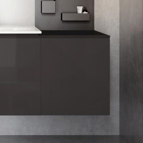 Immagine di Geberit ACANTO mobile contenitore sospeso L.45 cm, con cassetto interno, corpo colore nero finitura opaco, cassetti colore nero finitura vetro lucido 500.618.16.1