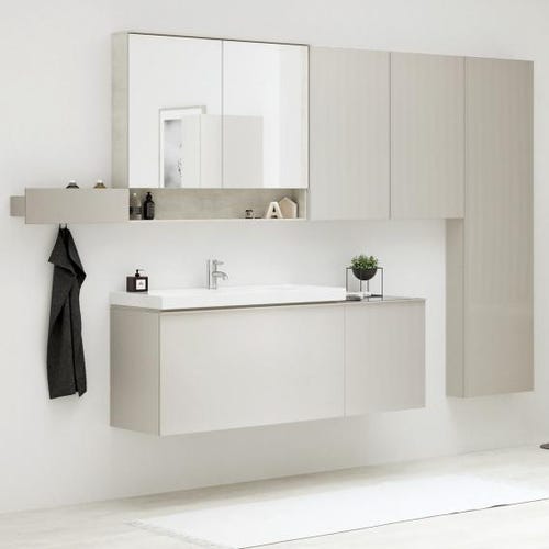 Immagine di Geberit ACANTO mobile contenitore sospeso L.45 cm, con cassetto interno, corpo colore grigio sabbia finitura opaco, cassetti colore grigio sabbia finitura vetro lucido 500.618.JL.2