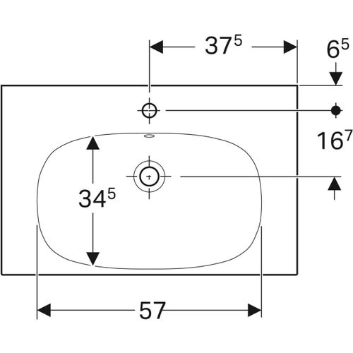 Immagine di Geberit ACANTO lavabo L.75 cm, con foro rubinetteria, troppopieno e piano d'appoggio, colore bianco finitura KeraTect 500.622.01.8