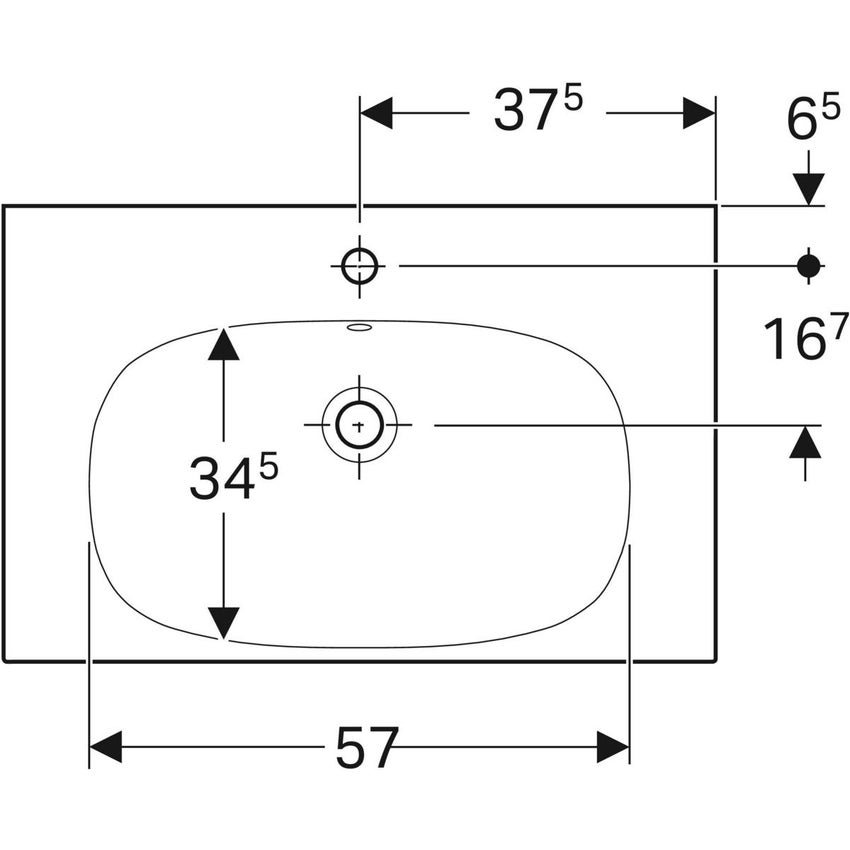 Immagine di Geberit ACANTO lavabo L.75 cm, con foro rubinetteria, troppopieno e piano d'appoggio, colore bianco finitura KeraTect 500.622.01.8