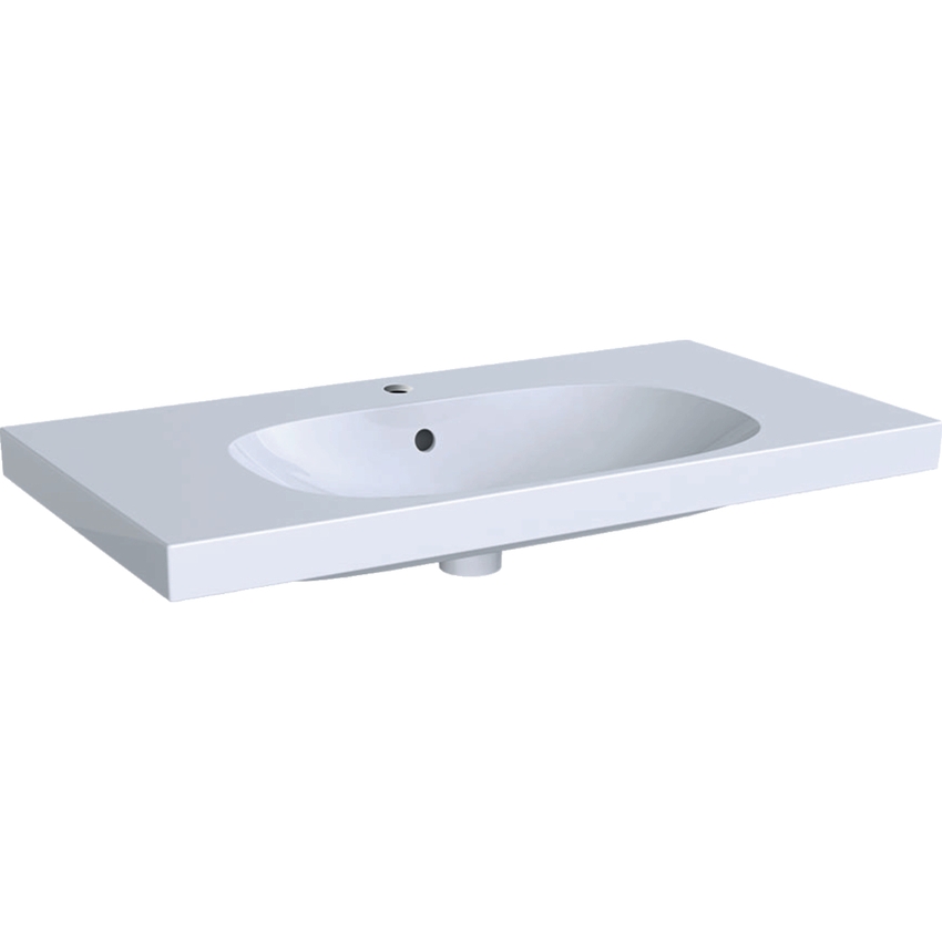 Immagine di Geberit ACANTO lavabo L.90 cm, con foro rubinetteria, troppopieno e piano d'appoggio, colore bianco finitura KeraTect 500.623.01.8
