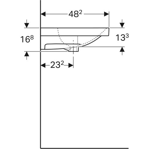 Immagine di Geberit ACANTO lavabo L.90 cm, senza foro per rubinetteria, con troppopieno e piano d'appoggio, colore bianco finitura KeraTect 500.624.01.8