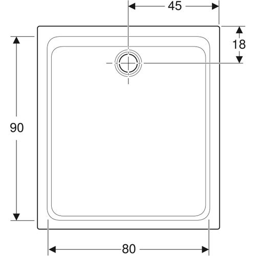 Immagine di Geberit MELUA piatto doccia rettangolare, L.90  P.100 cm, colore bianco finitura opaco 00097100777G