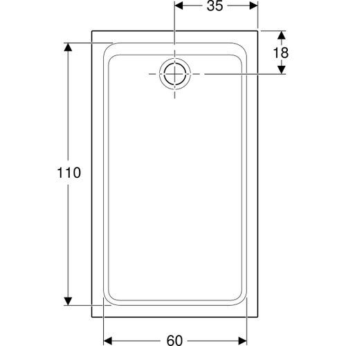 Immagine di Geberit MELUA piatto doccia rettangolare, L.70 P.120 cm, colore bianco finitura opaco 00093400777G