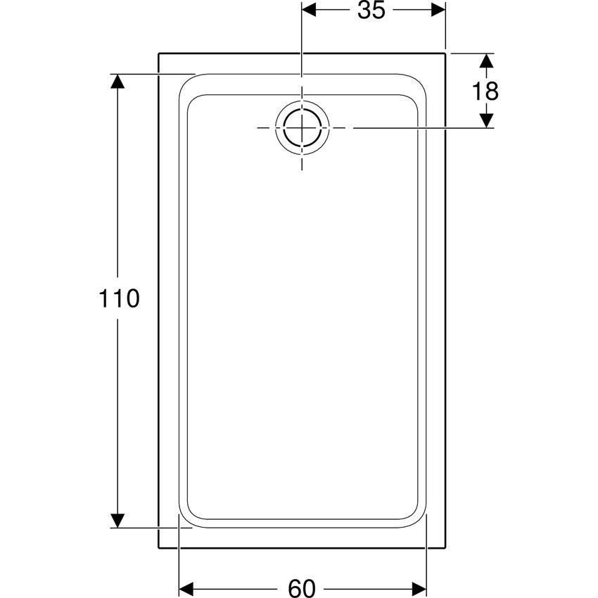 Immagine di Geberit MELUA piatto doccia rettangolare, L.70 P.120 cm, colore bianco finitura opaco 00093400777G
