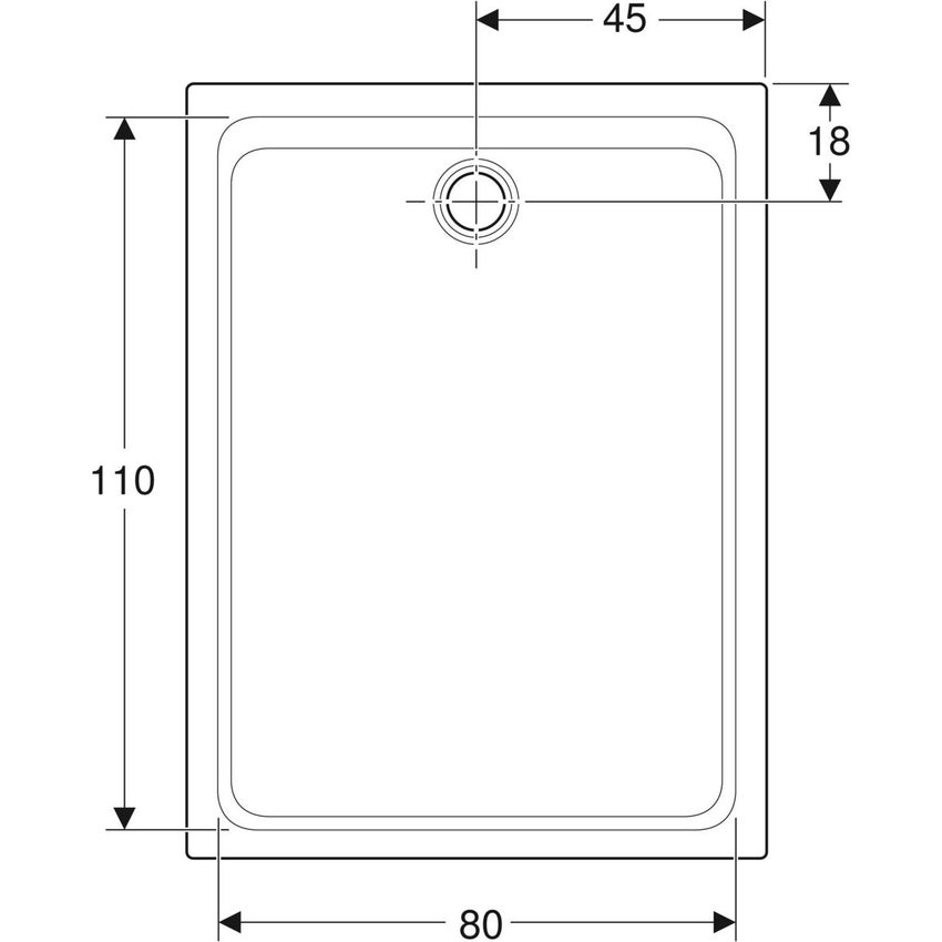 Immagine di Geberit MELUA piatto doccia rettangolare, L.90 P.120 cm, colore bianco finitura opaco 00097400777G