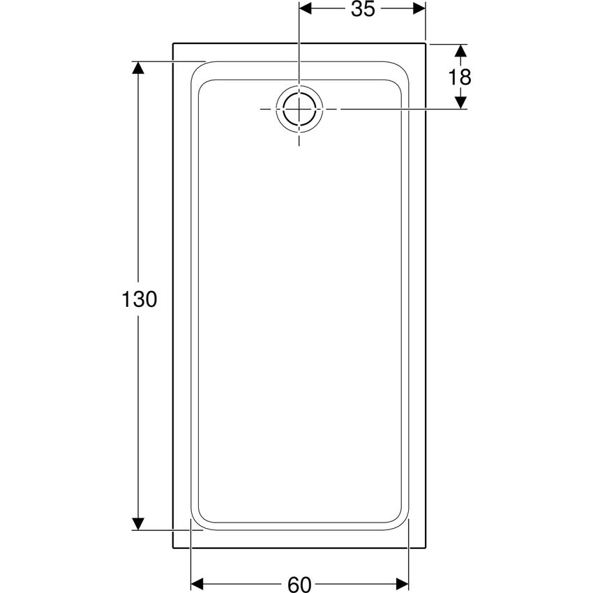 Immagine di Geberit MELUA piatto doccia rettangolare, L.70 P.140 cm, colore bianco finitura opaco 00093800777G
