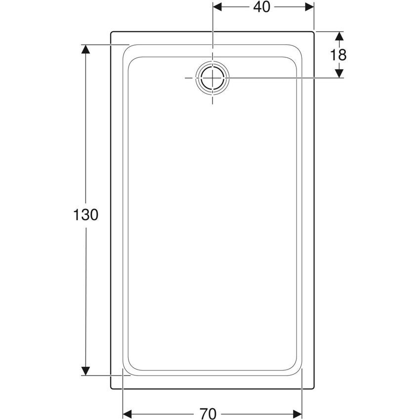 Immagine di Geberit MELUA piatto doccia rettangolare, L.80 P.140 cm, colore bianco finitura opaco 00095800777G