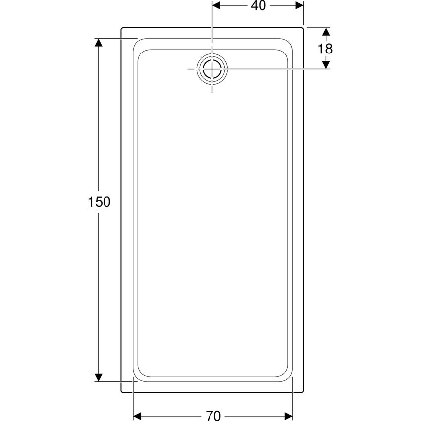 Immagine di Geberit MELUA piatto doccia rettangolare, L.80 P.160 cm, colore bianco finitura opaco 00096100777G