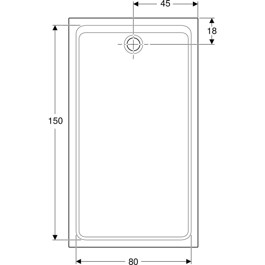 Immagine di Geberit MELUA piatto doccia rettangolare, L.90 P.160 cm, colore bianco finitura opaco 00097900777G
