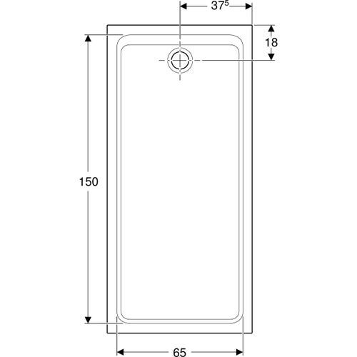 Immagine di Geberit MELUA piatto doccia rettangolare, L.75 P.160 cm, colore bianco finitura opaco 00098900777G