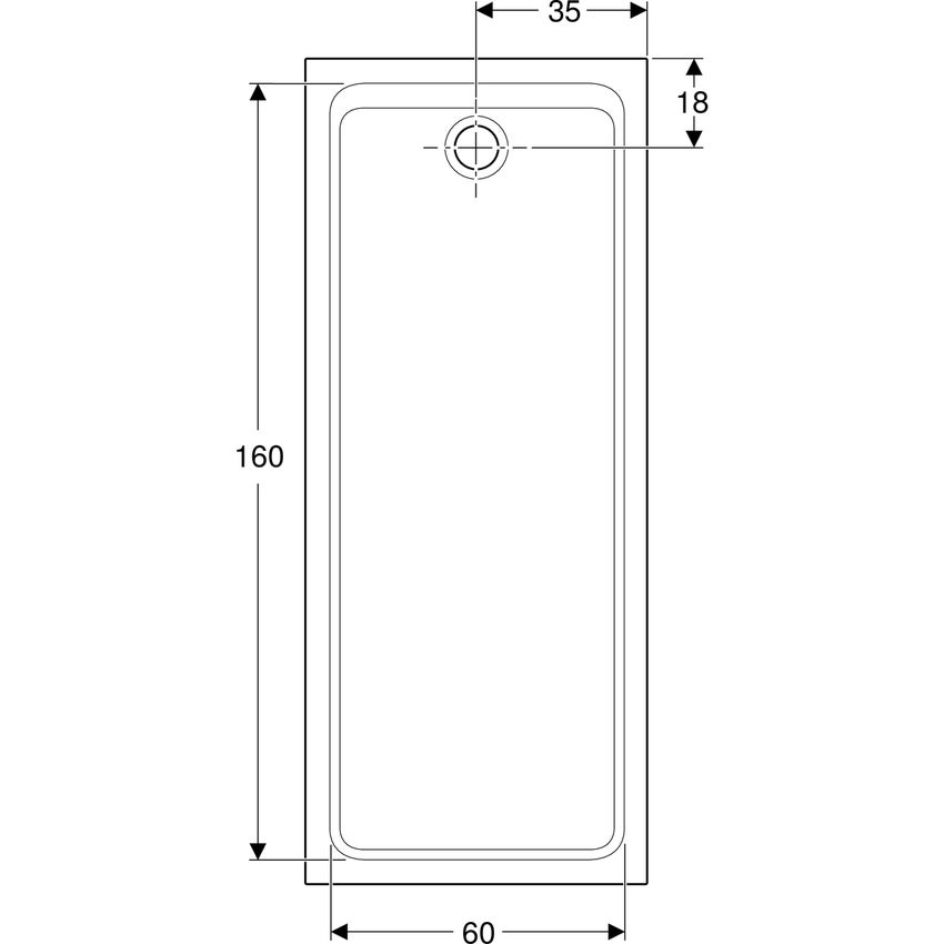 Immagine di Geberit MELUA piatto doccia rettangolare, L.70 P.170 cm, colore bianco finitura opaco 00094900777G