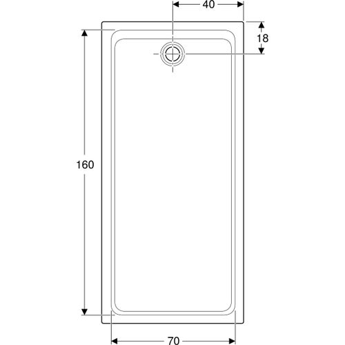 Immagine di Geberit MELUA piatto doccia rettangolare, L.80 P.170 cm, colore bianco finitura opaco 00096900777G