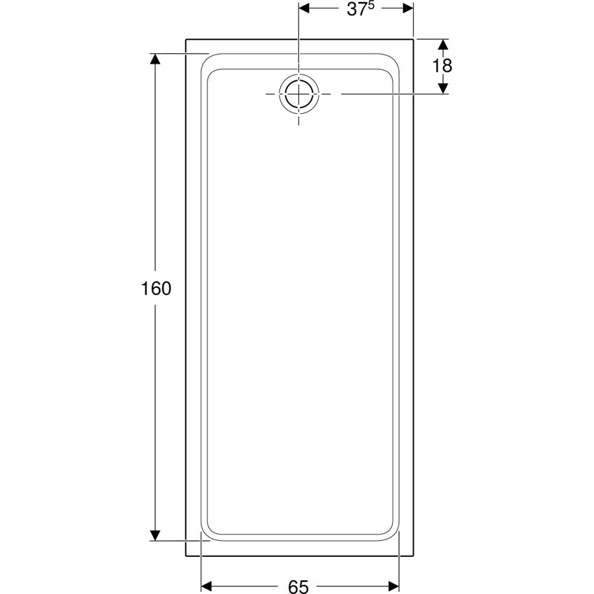 Immagine di Geberit MELUA piatto doccia rettangolare, L.75 P.170 cm, colore bianco finitura opaco 00099100777G