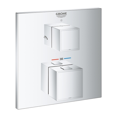 Immagine di Grohe GROHTHERM CUBE miscelatore termostatico doccia a 2 vie con deviatore, finitura cromo 24154000