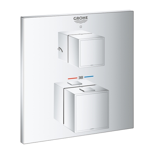 Immagine di Grohe GROHTHERM CUBE miscelatore termostatico doccia a 2 vie con deviatore, finitura cromo 24154000