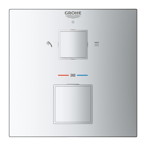 Immagine di Grohe GROHTHERM CUBE miscelatore termostatico doccia a 2 vie con deviatore, finitura cromo 24154000