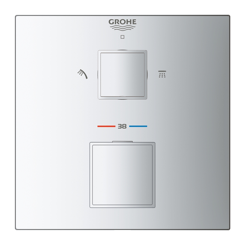 Immagine di Grohe GROHTHERM CUBE miscelatore termostatico doccia a 2 vie con deviatore, finitura cromo 24154000