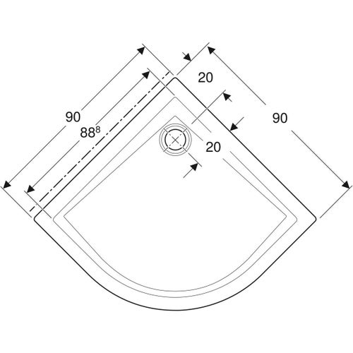 Immagine di Geberit 60 piatto doccia angolare 90 cm, colore bianco finitura lucido 550.039.00.1