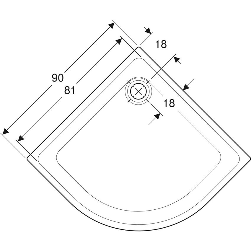 Immagine di Geberit 45 piatto doccia angolare 90 cm, colore bianco finitura lucido 550.069.00.1