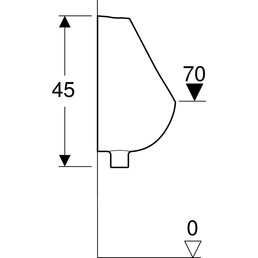 Immagine di Geberit RENNA orinatoio con entrata acqua dall'alto e scarico verso il basso, colore bianco finitura lucido 500.830.00.1