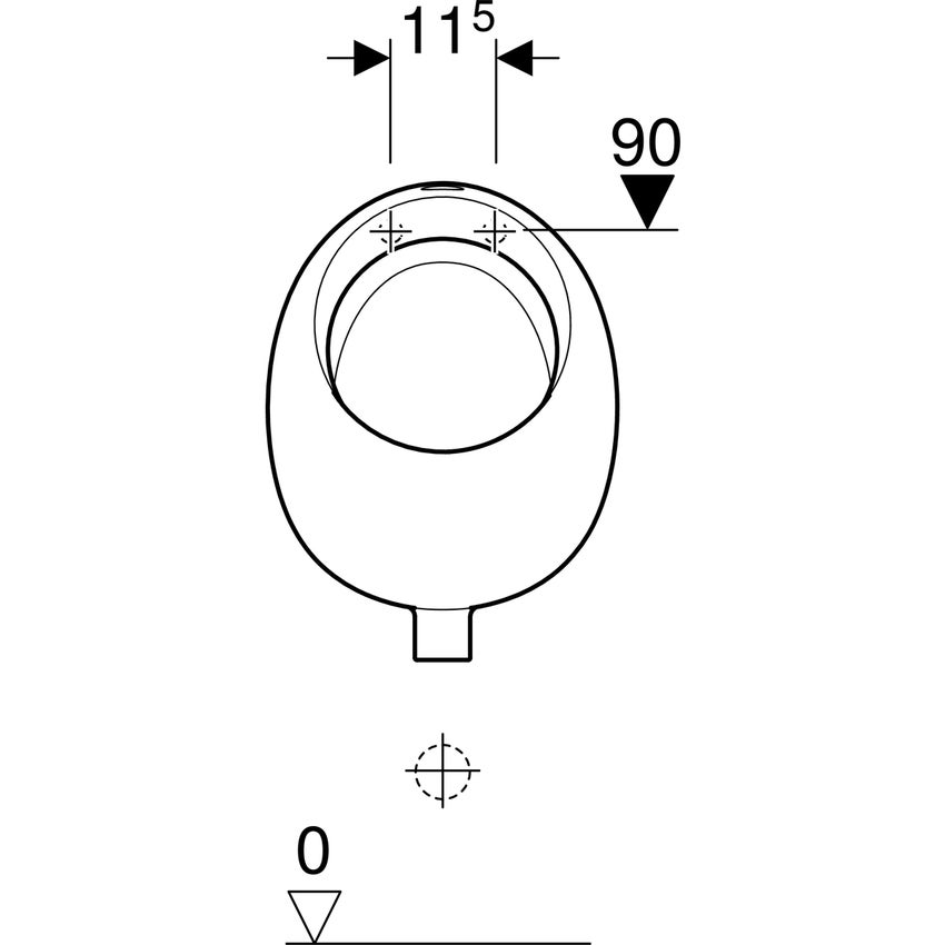 Immagine di Geberit RENNA orinatoio con entrata acqua dall'alto e scarico verso il basso, colore bianco finitura lucido 500.830.00.1