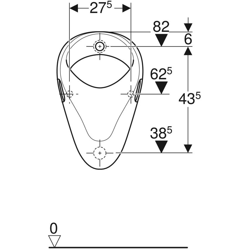 Immagine di Geberit BLAGNAC orinatoio con entrata d'acqua posteriore e scarico posteriore, con brida di risciacquo, colore bianco finitura lucido 00359000000100