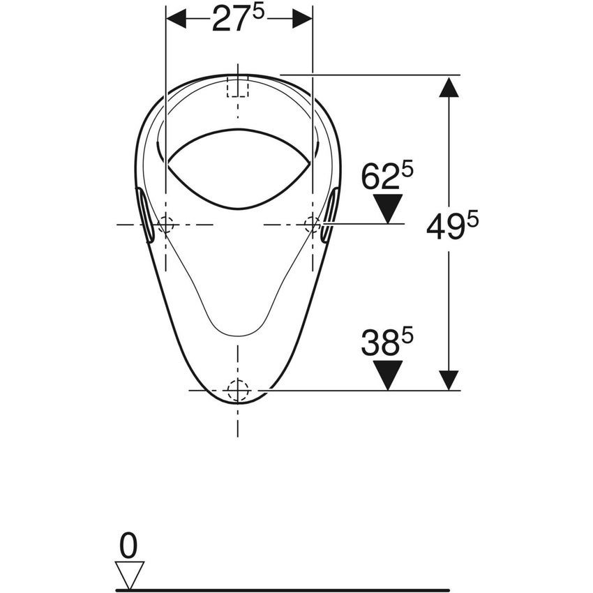 Immagine di Geberit BLAGNAC orinatoio con entrata d'acqua dall'alto e scarico verso il basso, con brida di risciacquo, colore bianco finitura lucido 00358000000100