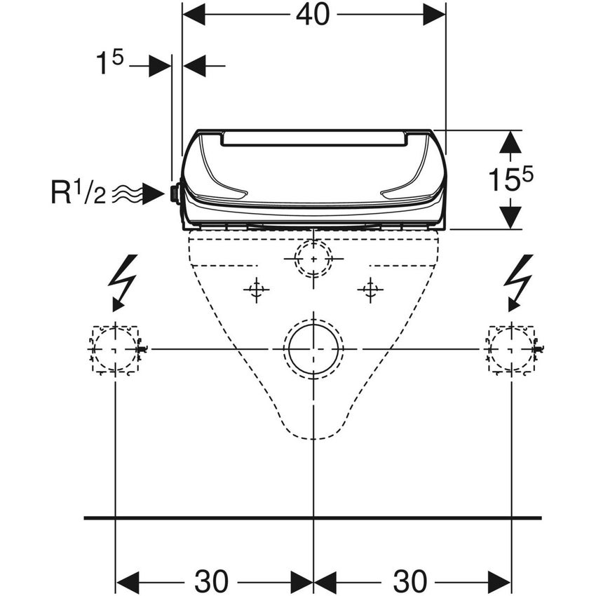 Immagine di Geberit AQUACLEAN 4000 sedile con funzione bidet e chiusura ammortizzata, colore bianco 146.130.11.1