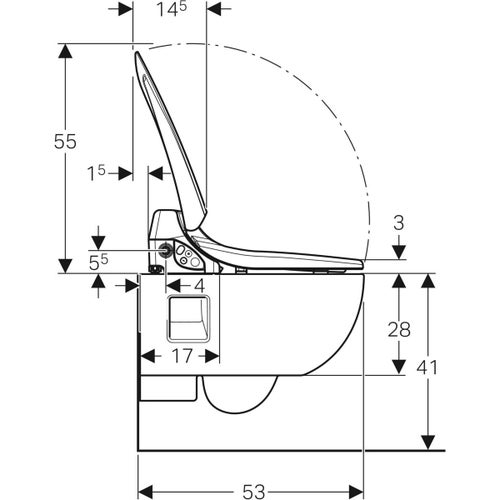 Immagine di Geberit AQUACLEAN 4000 vaso sospeso, senza brida, sedile con funzione bidet e chiusura ammortizzata, colore bianco 146.135.11.1