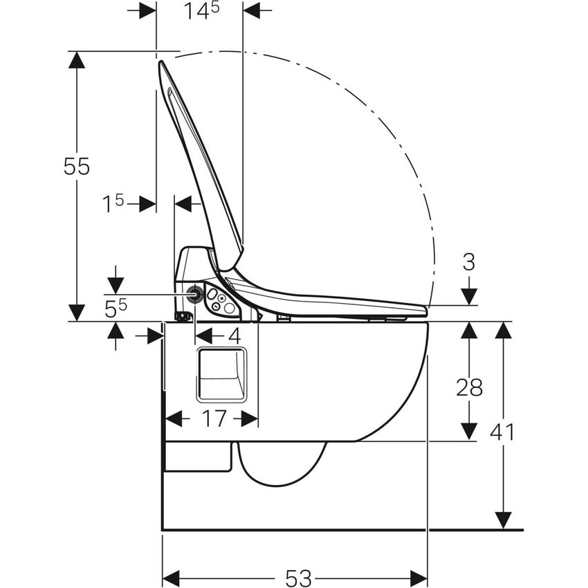 Immagine di Geberit AQUACLEAN 4000 vaso sospeso, senza brida, sedile con funzione bidet e chiusura ammortizzata, colore bianco 146.135.11.1