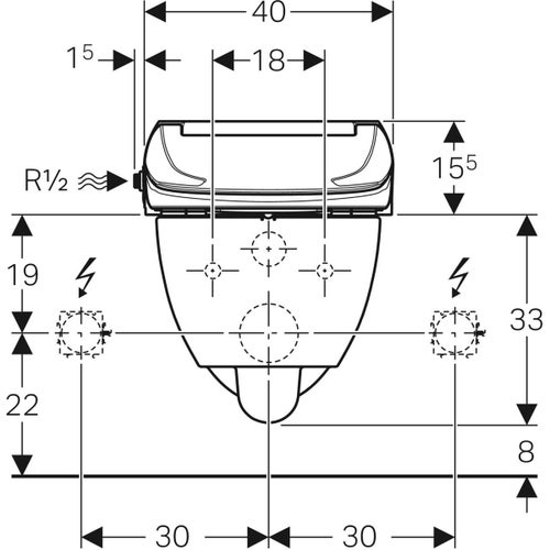 Immagine di Geberit AQUACLEAN 4000 vaso sospeso, senza brida, sedile con funzione bidet e chiusura ammortizzata, colore bianco 146.135.11.1