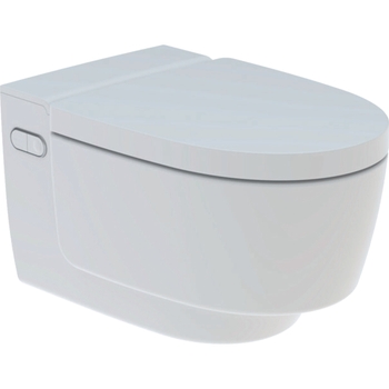 Immagine di Geberit AQUACLEAN MERA CLASSIC vaso sospeso, senza brida, con tecnologia TurboFlush, completo di sedile con funzione bidet a chiusura ammortizzata, colore bianco finitura lucido 146.200.11.1