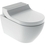 Immagine di Geberit AQUACLEAN TUMA COMFORT vaso sospeso, senza brida, completo di sedile con funzione bidet e chiusura ammortizzata, colore bianco con cover finitura acciaio inox spazzolato 146.290.FW.1