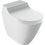 Immagine di Geberit AQUACLEAN TUMA COMFORT vaso a pavimento senza brida, completo di sedile con funzione bidet a chiusura ammortizzata, con cover finitura acciaio inox spazzolato, colore bianco finitura lucido 146.310.FW.1