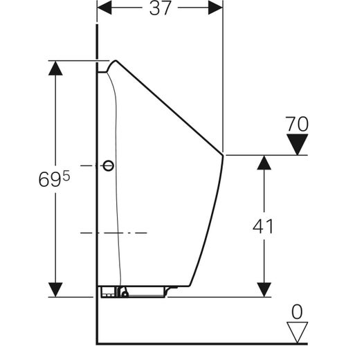 Immagine di Geberit PREDA orinatoio con dispositivo elettronico di risciacquo integrato a rete, colore bianco finitura lucido 116.072.00.1