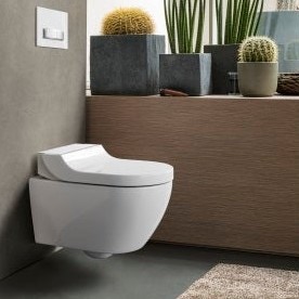Immagine di Geberit AQUACLEAN TUMA COMFORT vaso a pavimento con funzione bidet a chiusura ammortizzata, colore bianco 146.310.11.1