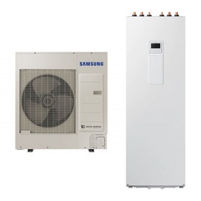 Immagine di Samsung EHS SPLIT R32 Sistema integrato composto da pompa di calore Inverter 9 kW trifase e sistema ClimateHub 260 litri trifase per riscaldamento, raffrescamento e produzione ACS AE090RXEDGG/EU+AE260RNWSGG/EU