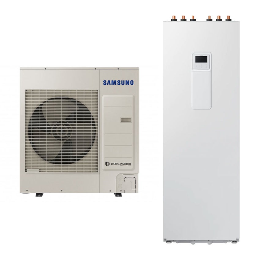 Immagine di Samsung EHS SPLIT R32 Sistema integrato composto da pompa di calore Inverter 9 kW e sistema ClimateHub 260 litri per riscaldamento, raffrescamento e produzione ACS AE090RXEDEG/EU+AE260RNWSEG/EU