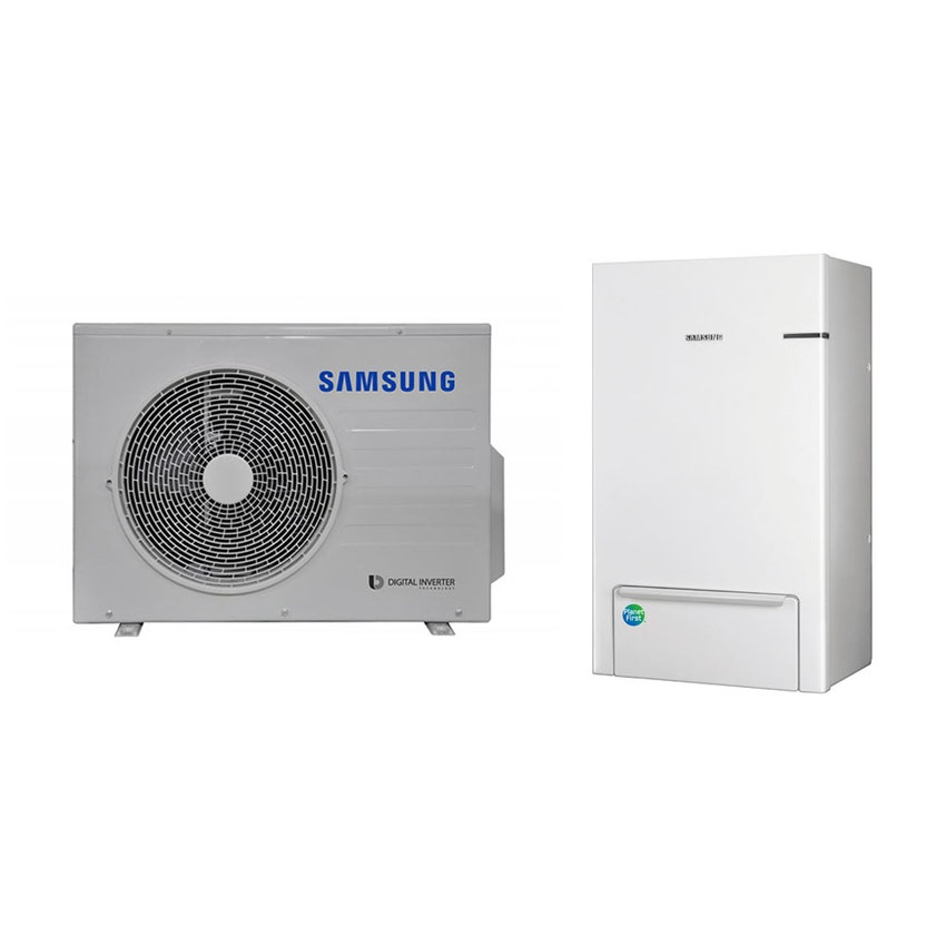 Immagine di Samsung EHS SPLIT R32 Sistema integrato composto da pompa di calore Inverter 4.4 kW e modulo idronico per riscaldamento, raffrescamento e produzione ACS AE040RXEDEG/EU+AE090RNYDEG/EU