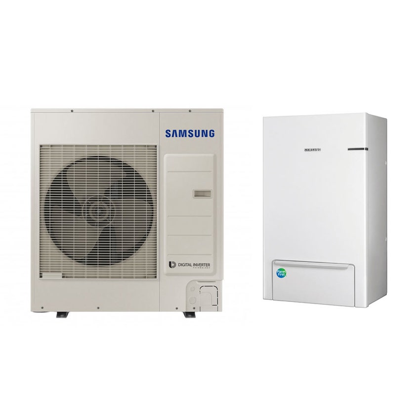 Immagine di Samsung EHS SPLIT R32 Sistema integrato composto da pompa di calore Inverter 9 kW trifase e modulo idronico trifase per riscaldamento, raffrescamento e produzione ACS AE090RXEDGG/EU+AE090RNYDGG/EU
