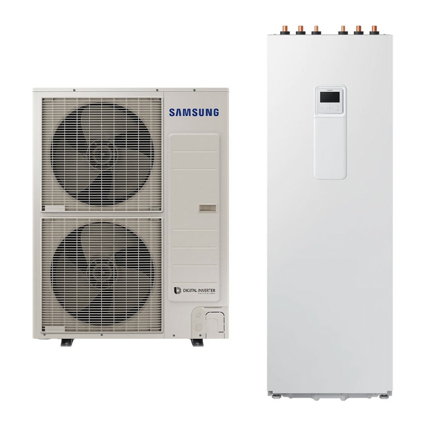 Immagine di Samsung EHS MONO R32 Sistema integrato composto da pompa di calore Inverter 12 kW e sistema ClimateHub 200 litri per riscaldamento, raffrescamento e produzione ACS AE120RXYDEG/EU+AE200RNWMEG/EU