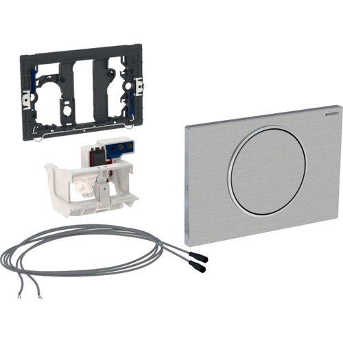 Immagine di Geberit comando per wc con azionamento elettronico del risciacquo, funzionamento a batteria, risciacquo a due quantità, placca di comando sigma10, automatico (batteria) finitura cromo spazzolato/lucido 115.891.SN.5