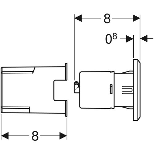 Immagine di Geberit comando a distanza, design squadrato, pneumatico, per cassetta di risciacquo da incasso Sigma da 8 cm, per risciacquo a due quantità e pulsante a incasso, colore bianco finitura lucido 116.053.KT.1